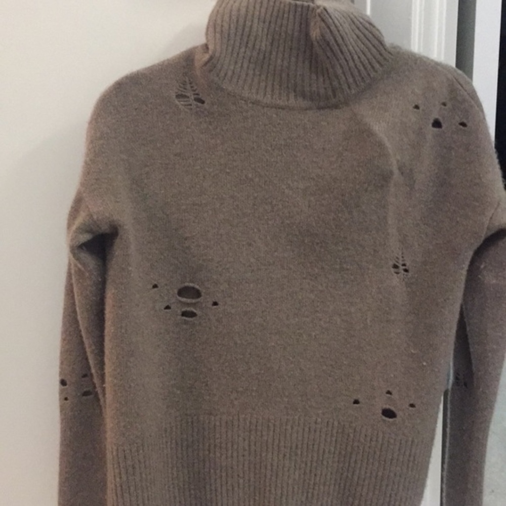 Autumn Cashmere Brown Distressed Sweater